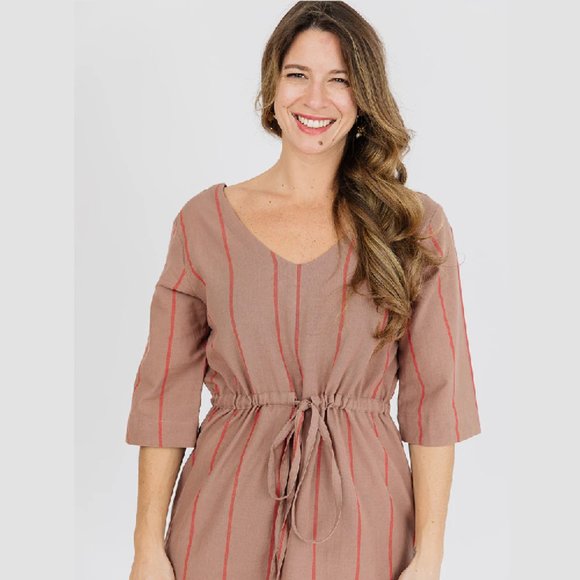 Mata Traders Lori Dress Cocoa Stripe NWT - Picture 4 of 10